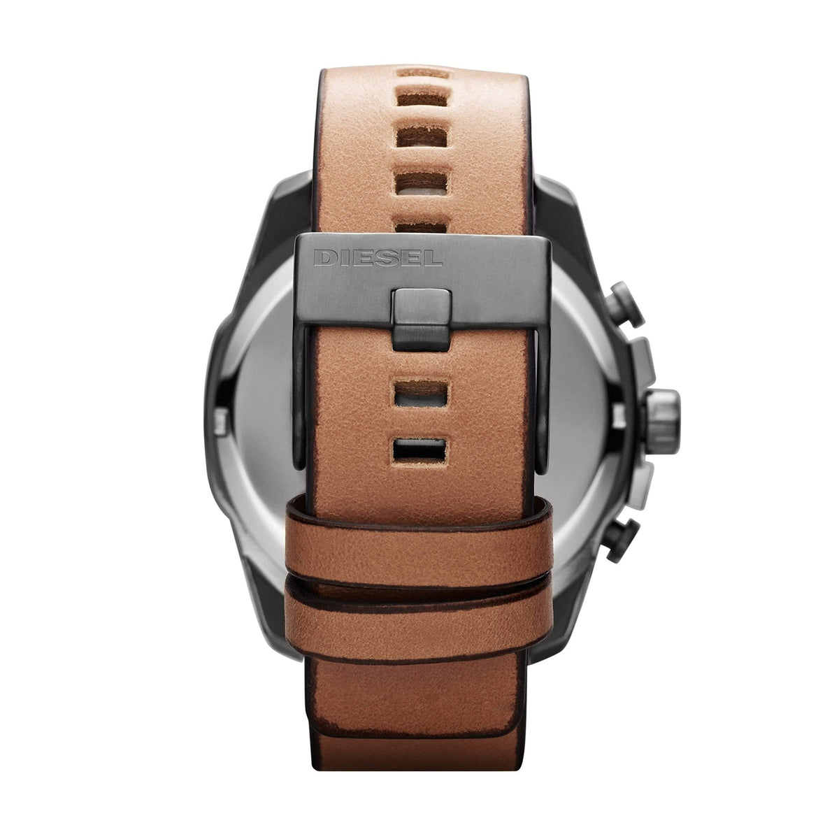 Diesel DZ4280 Mega Chief Chronograph Men's Watch – White Dial & Brown Leather Strap