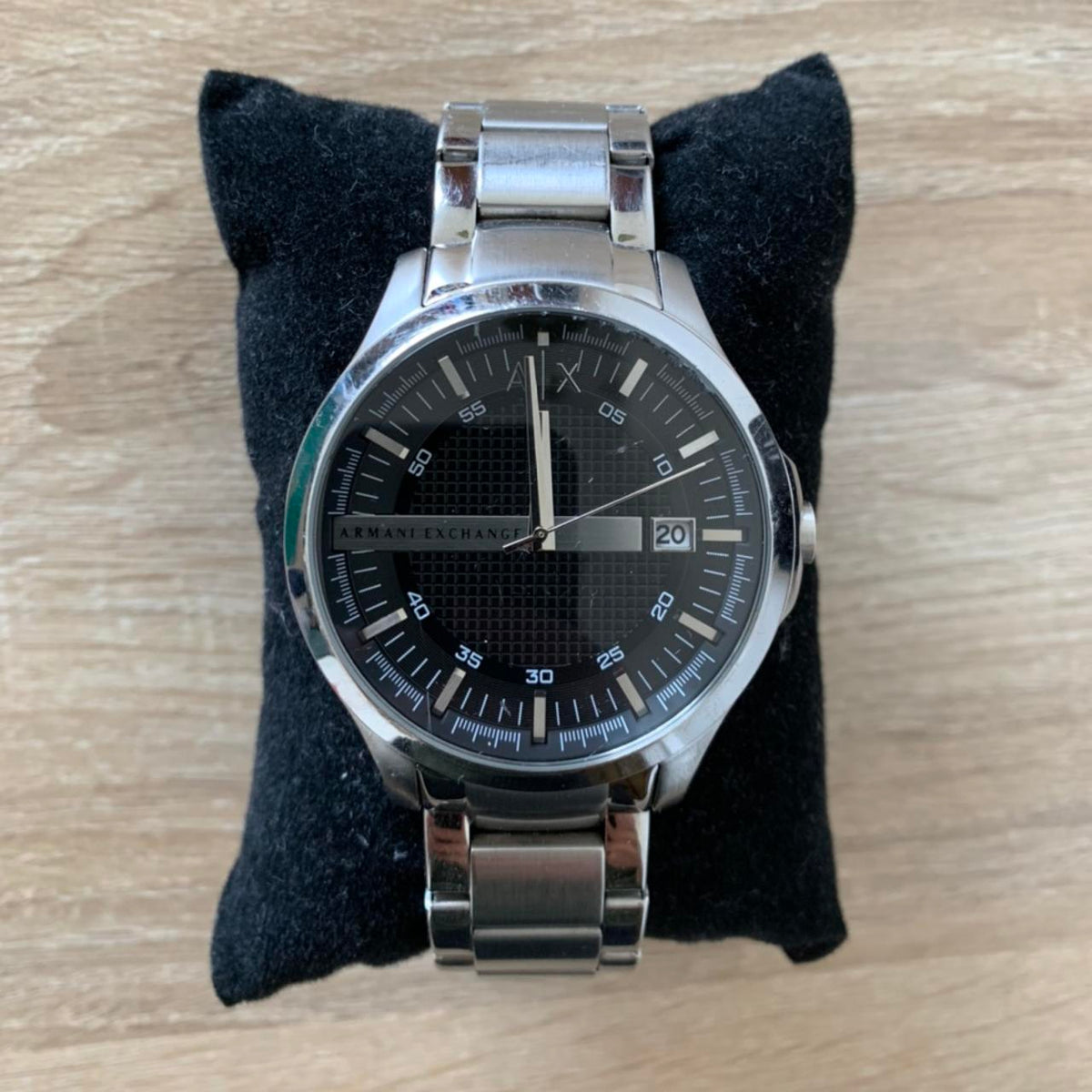 Armani Exchange Hampton AX2103 Men's Chronograph Watch – Black Dial with Silver-Tone Stainless Steel Strap